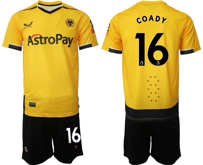 Men 2022-2023 Club Wolverhampton Wanderers home yellow #16 Soccer Jersey